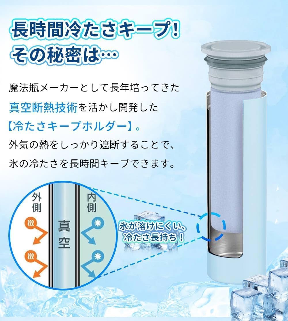 熱中症対策 ステンレス製携帯氷のう 2WAYクール瓶 真空断熱構造 ブラック