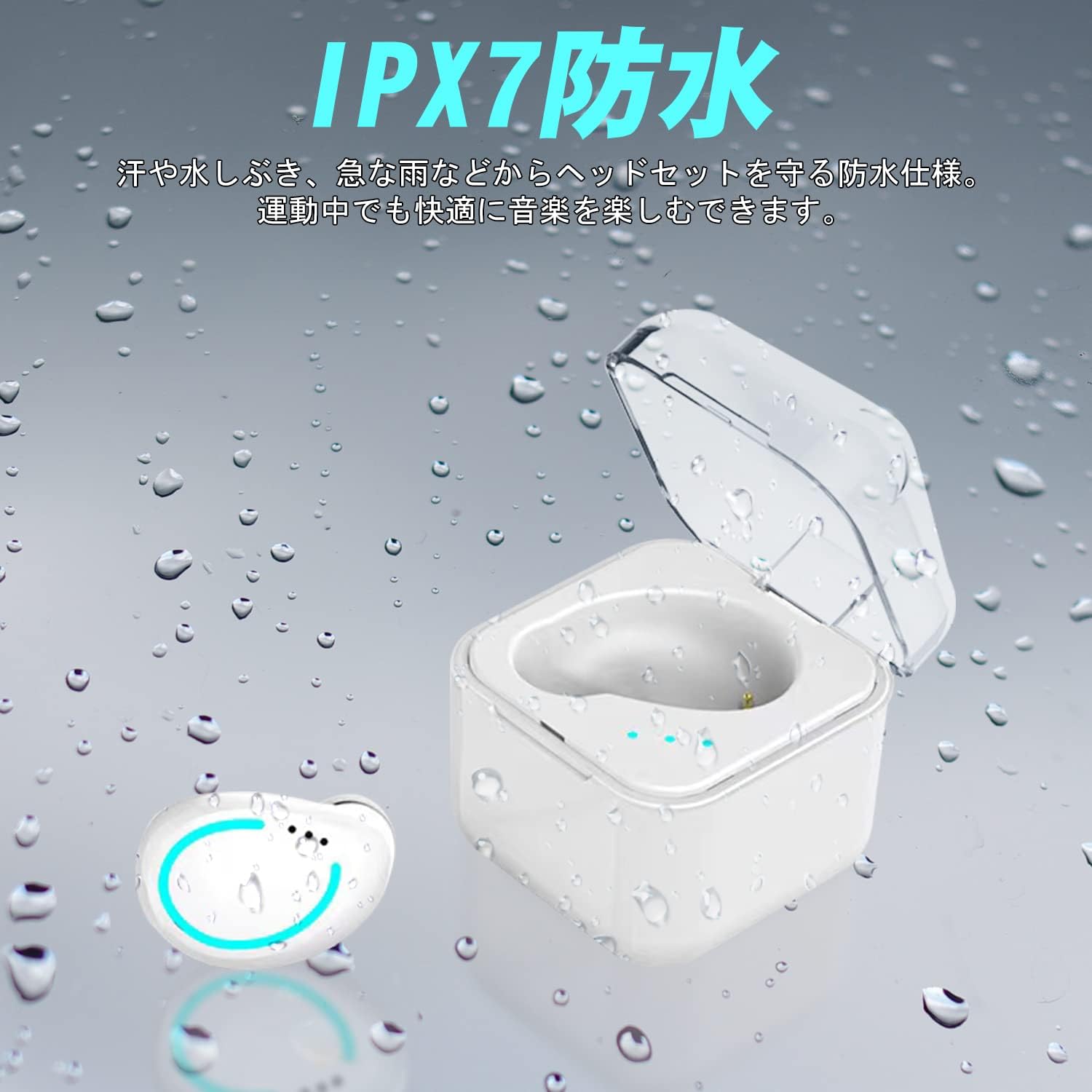 ワイヤレス Bluetooth ヘッドセット 片耳 Hi-Fi音質 自動ペアリング 軽量 マイク内蔵 500mAh充電ケース付き (ホワイト)