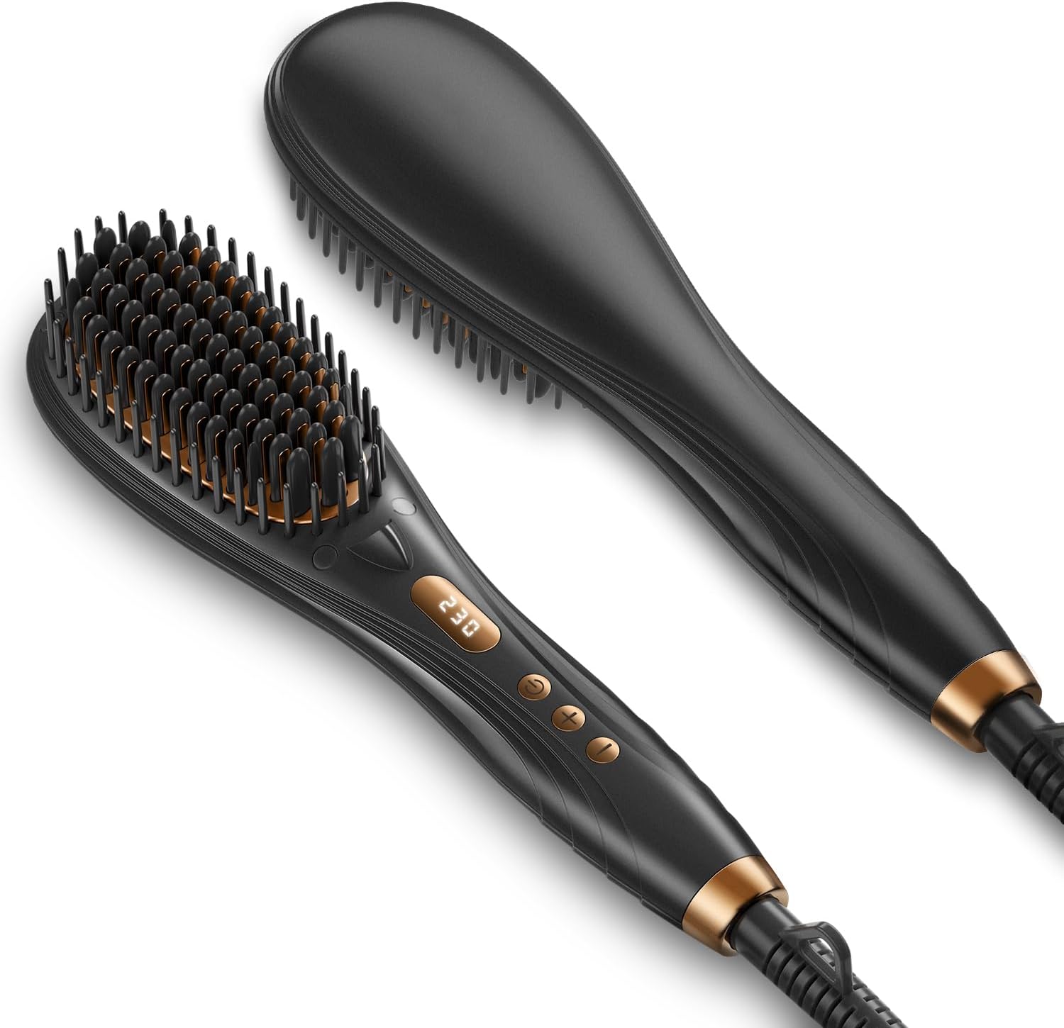 温度調節可能なストレートヘアアイロン（80℃～230℃）マイナスイオン機能搭載、16段階温度設定、LED表示、携帯便利【ブラック】