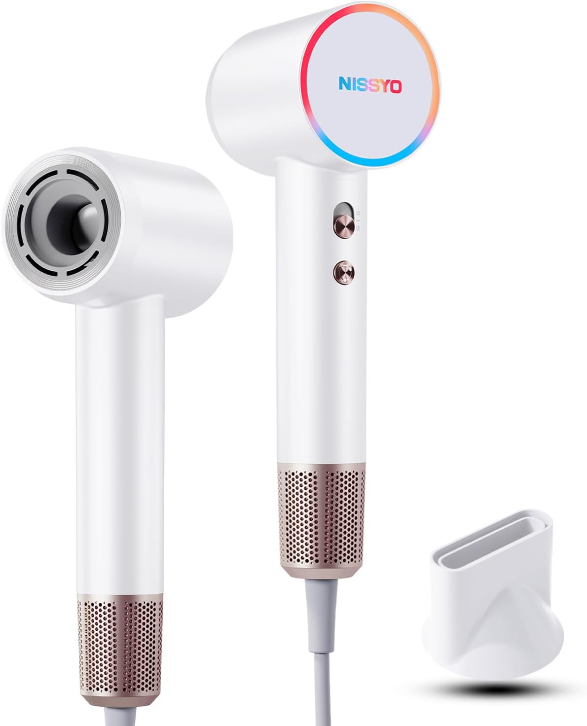 最新型マイナスイオンヘアドライヤー 1200W 静音 軽量 コンパクト ホワイト