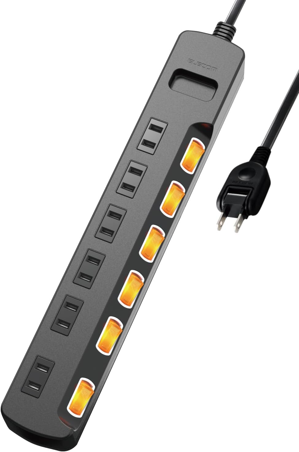 エレコム 6個口電源タップ 3m 個別スイッチ付き 雷ガード ブラック
