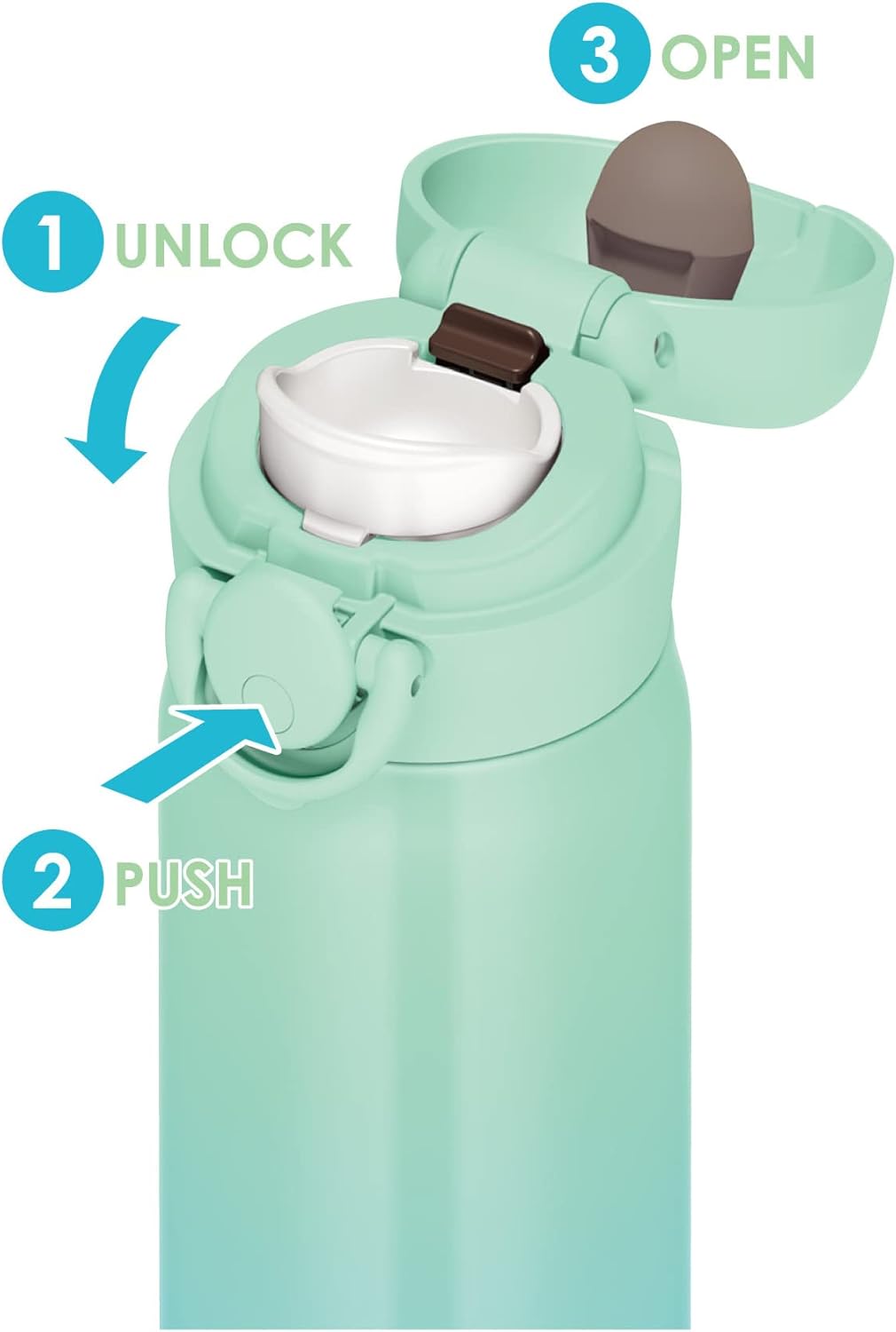 真空断熱軽量サーモス水筒 500ml ミントグラデーション - ワンタッチオープン