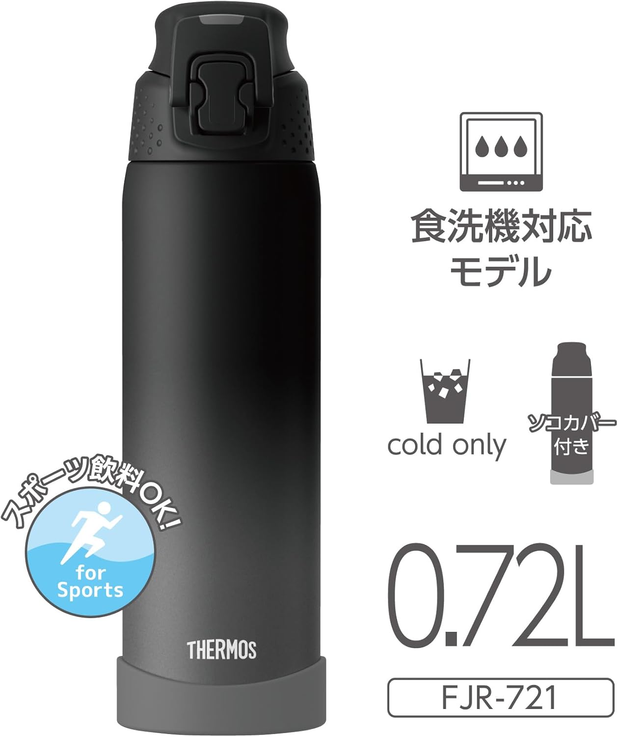 サーモス 水筒 720ml 真空断熱 ブラックグラデーション ワンタッチオープン