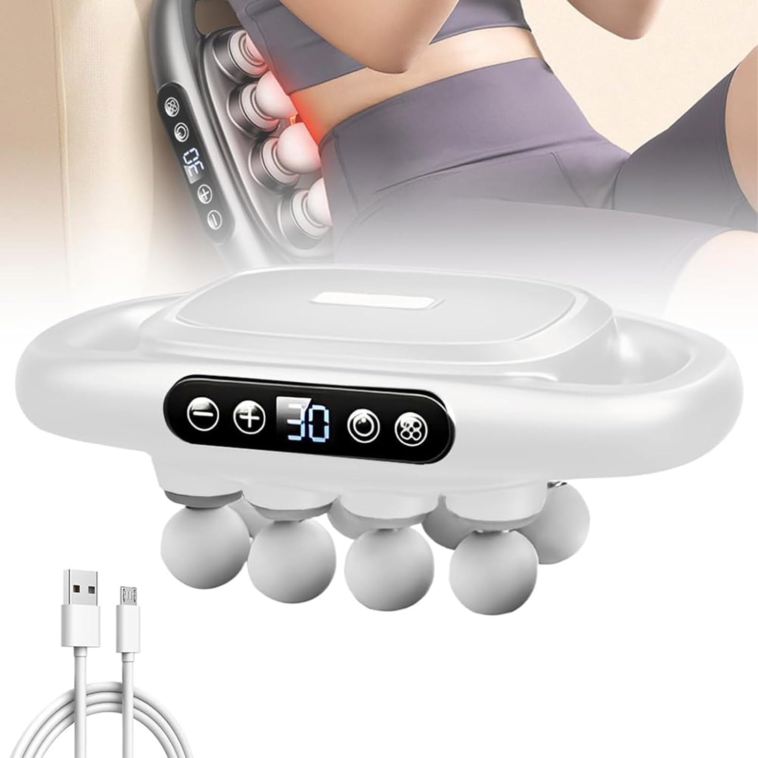 筋膜リリースガン 30段階振動 静音 Type-C充電式 8ヘッド 肩こり解消 誕生日プレゼント メンズ・レディース用
