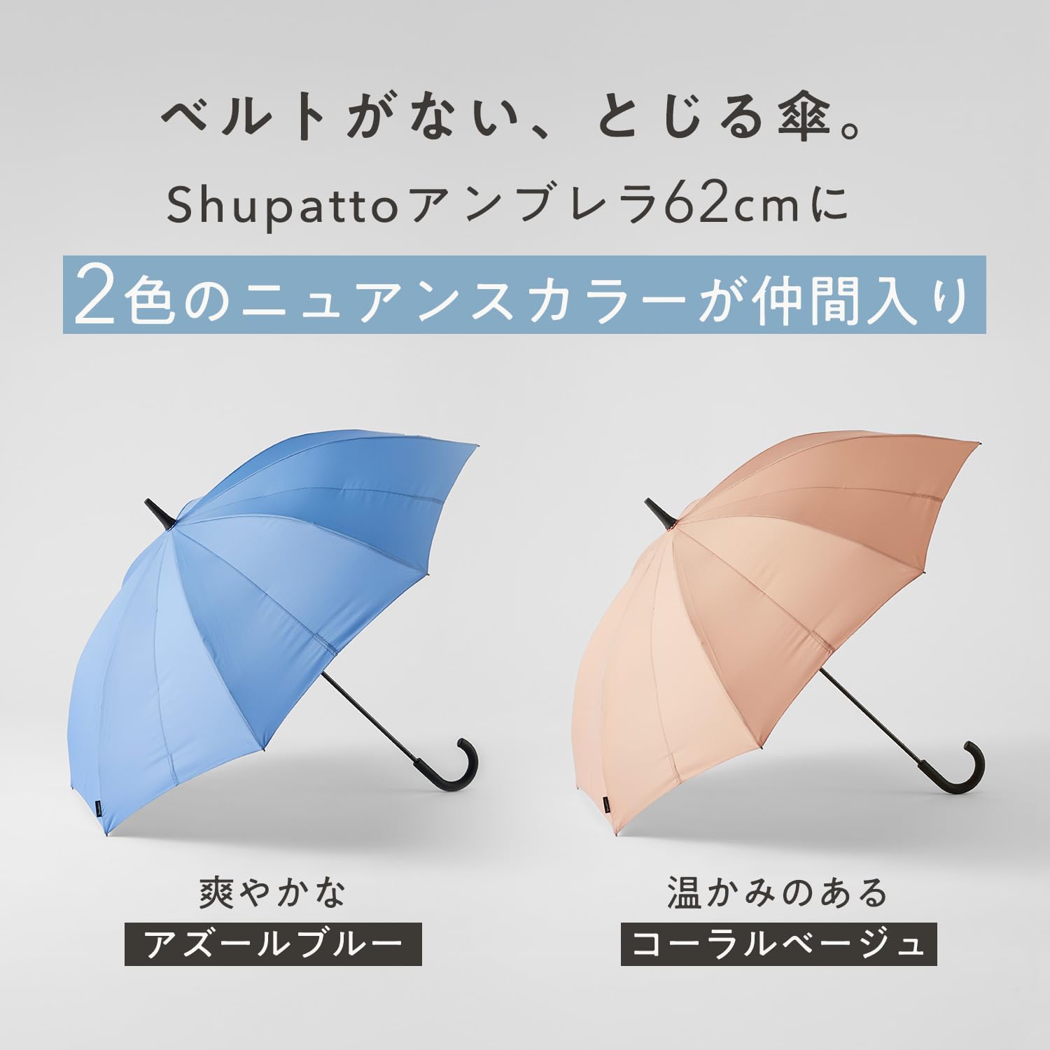 晴雨兼用ボタンレス傘 Shupatto (58cm/62cm) レディース・メンズ兼用 収納便利
