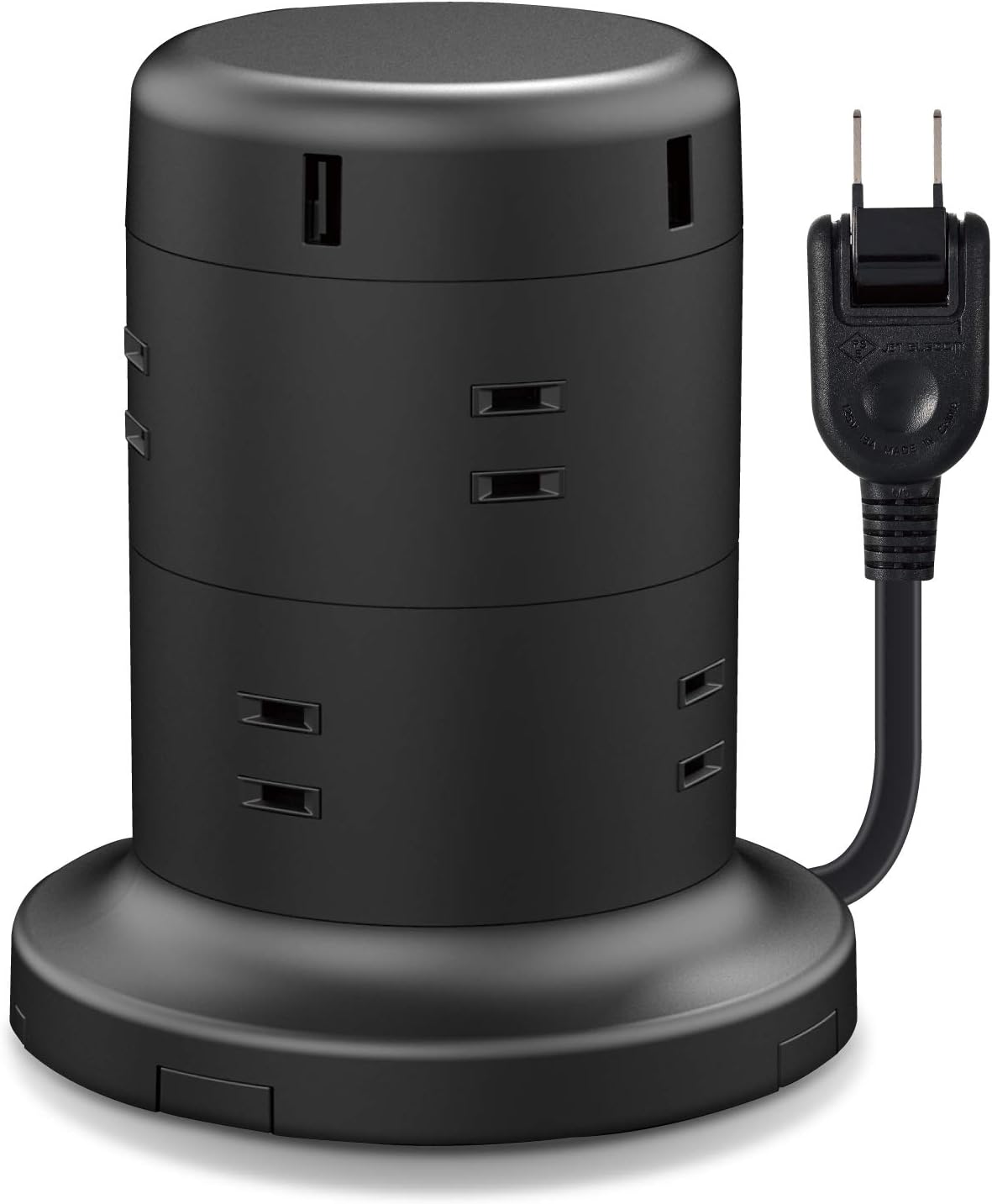 エレコム 2mタワー型電源タップ 8個口＆USB×5ポート 雷ガード・ほこりシャッター付き ブラック ECT-0620BK