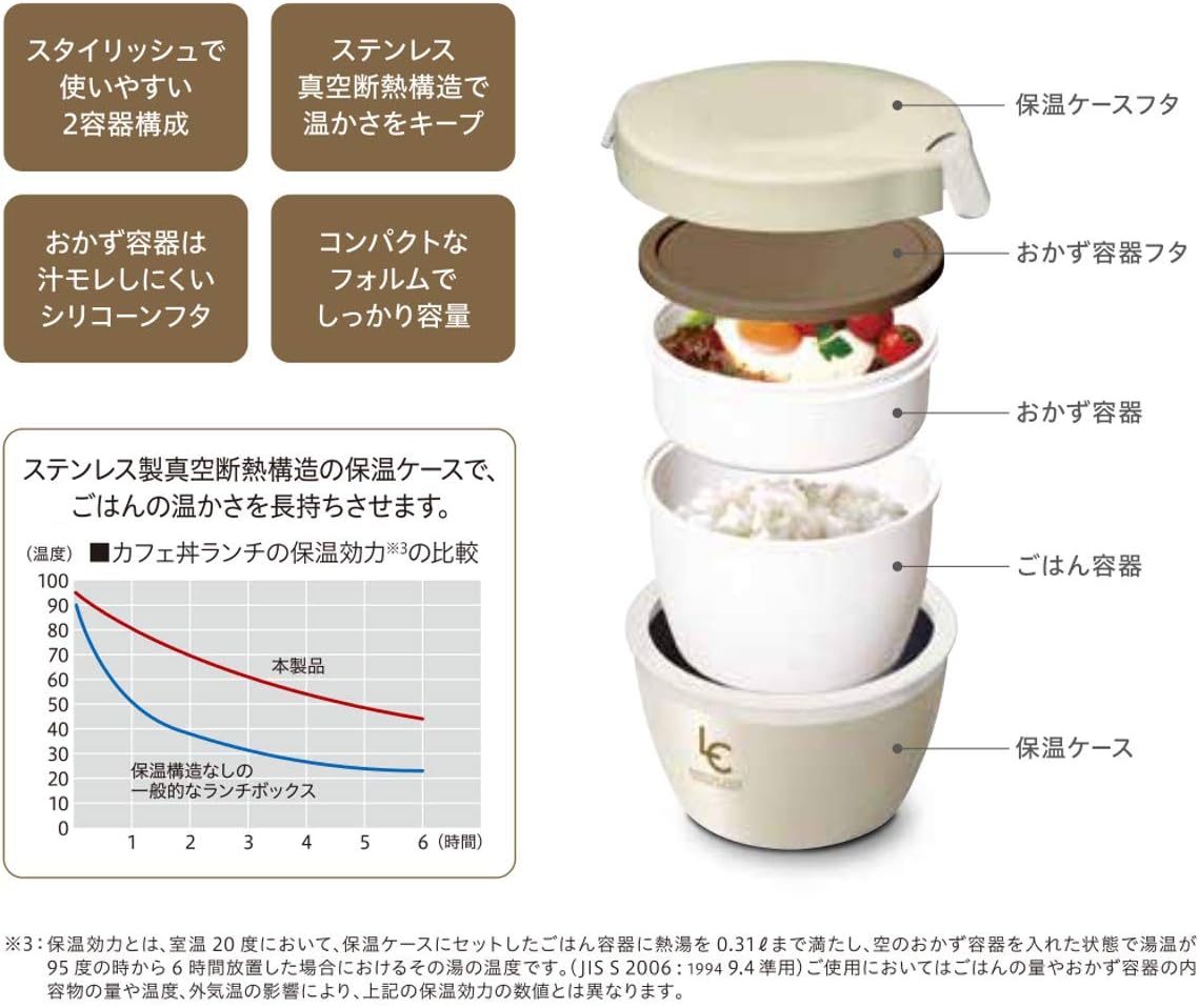 ランタスカフェ丼 保温弁当箱 620ml アイボリー