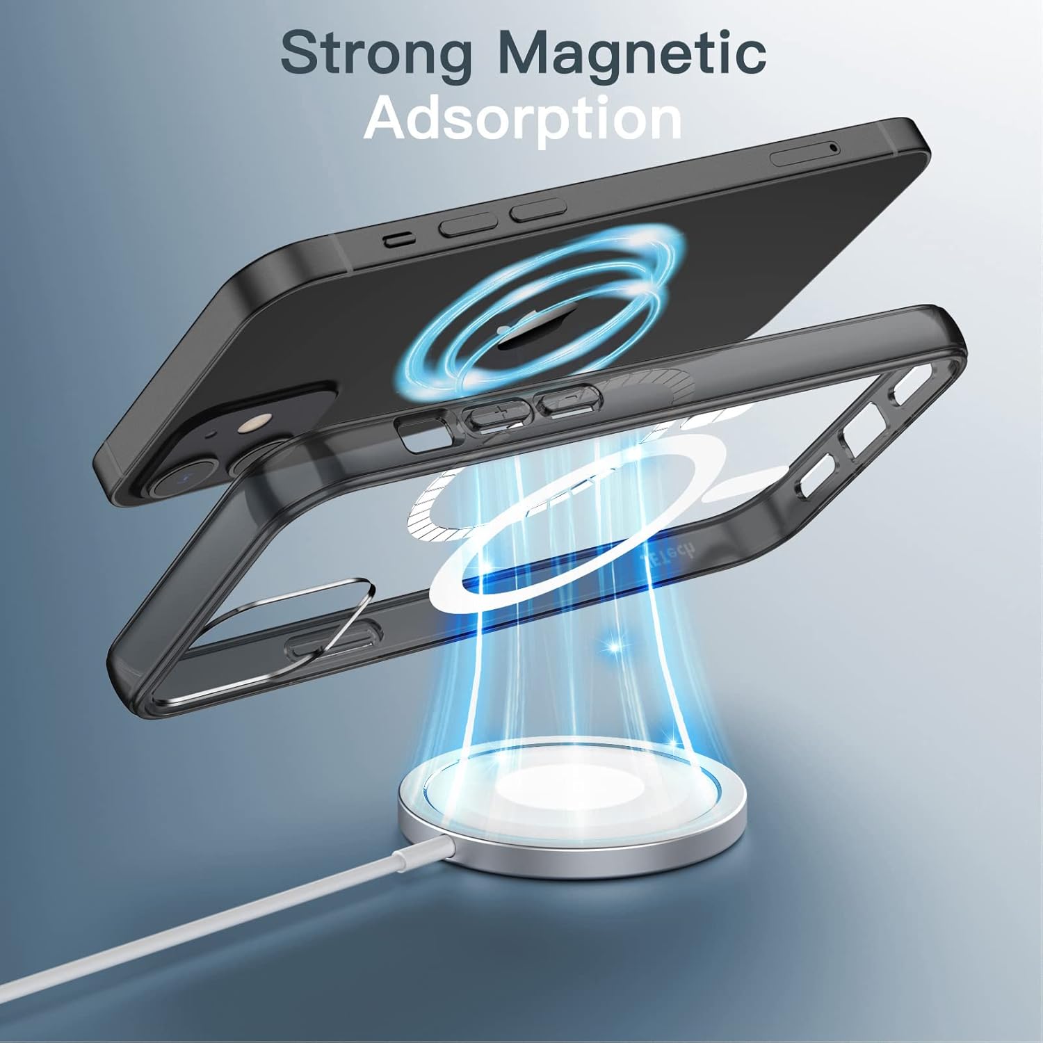 iPhone 12/12 Pro用 MagSafe対応透明バックマグネットケース ブラック