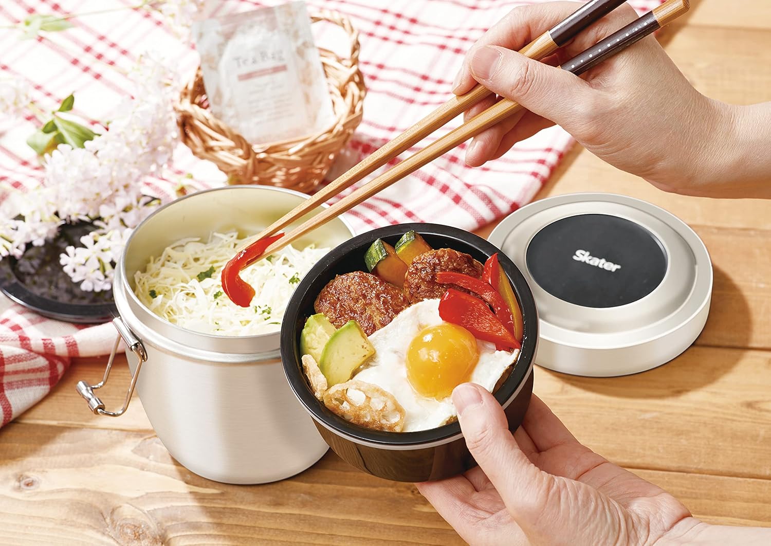 抗菌保温スケーター ステンレス丼ぶり弁当箱 800ml ブラック
