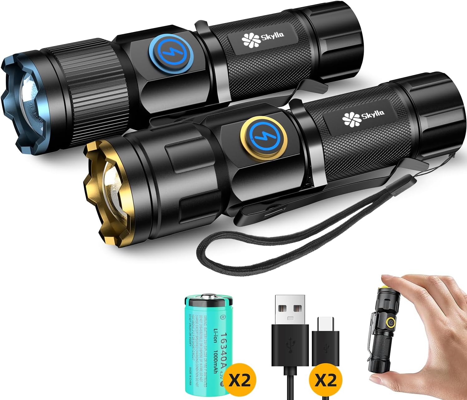 USB充電式高輝度EDCミニ懐中電灯｜超軽量・防水・耐衝撃｜5つのモード・ズーム調節可