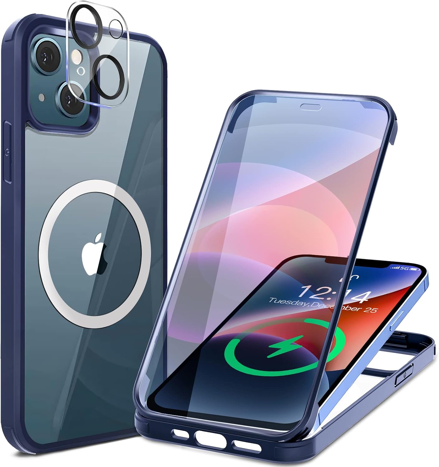 iPhone 14 ケース クリア マグセーフ対応 耐衝撃ソフトTPUバンパー【両面強化ガラス】