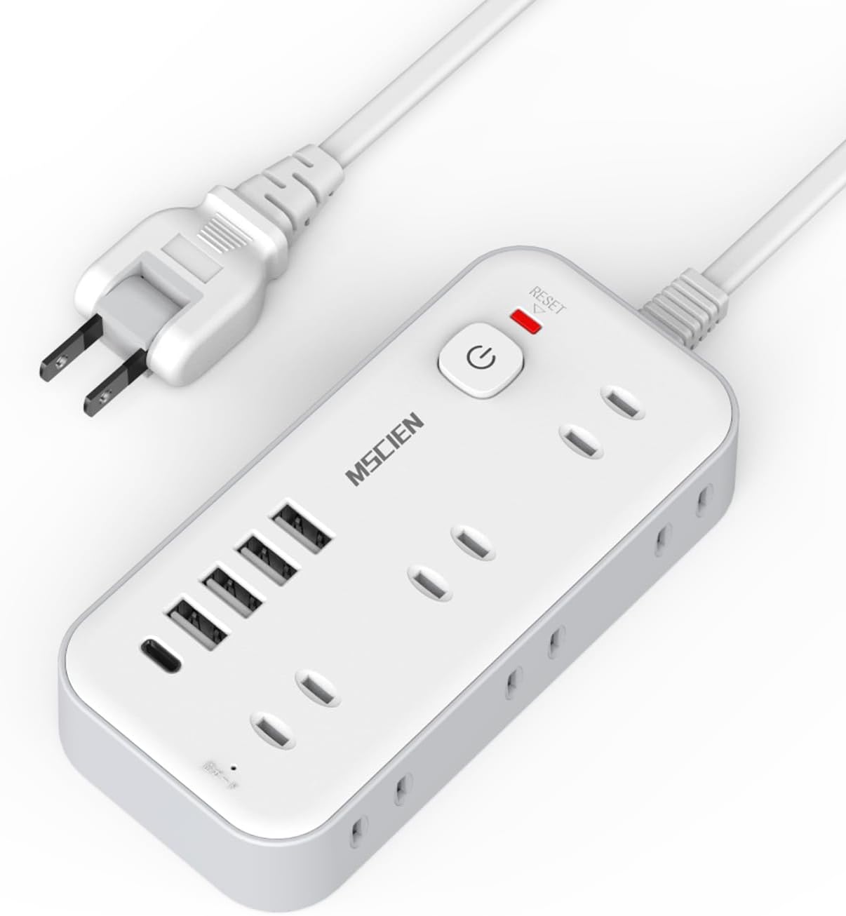 5m USB付き電源タップ 6個口 コンセントタップ スイッチ付 雷ガード