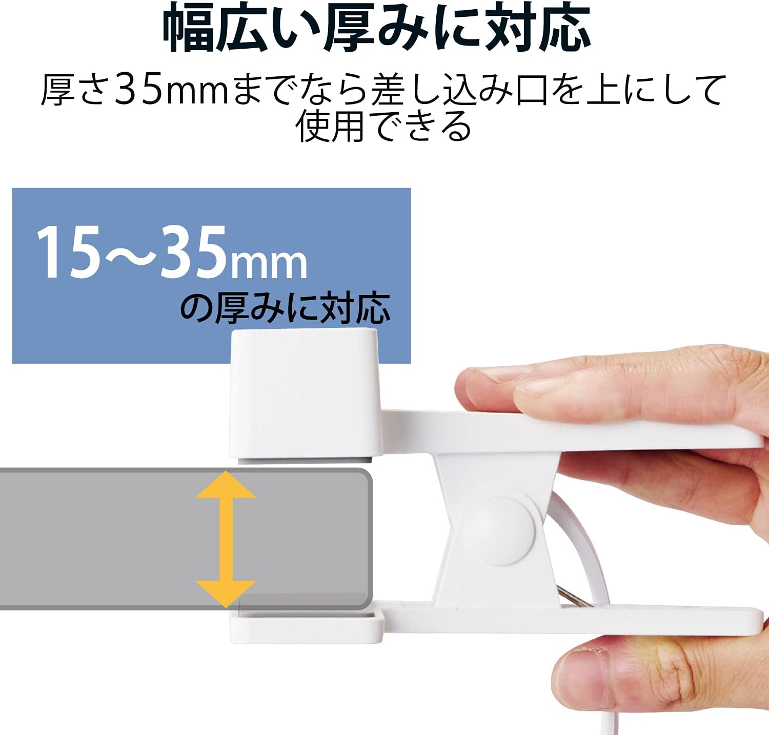 雷ガード付きホワイト電源タップ（3個口・3m・ほこりシャッター・スイングプラグ）