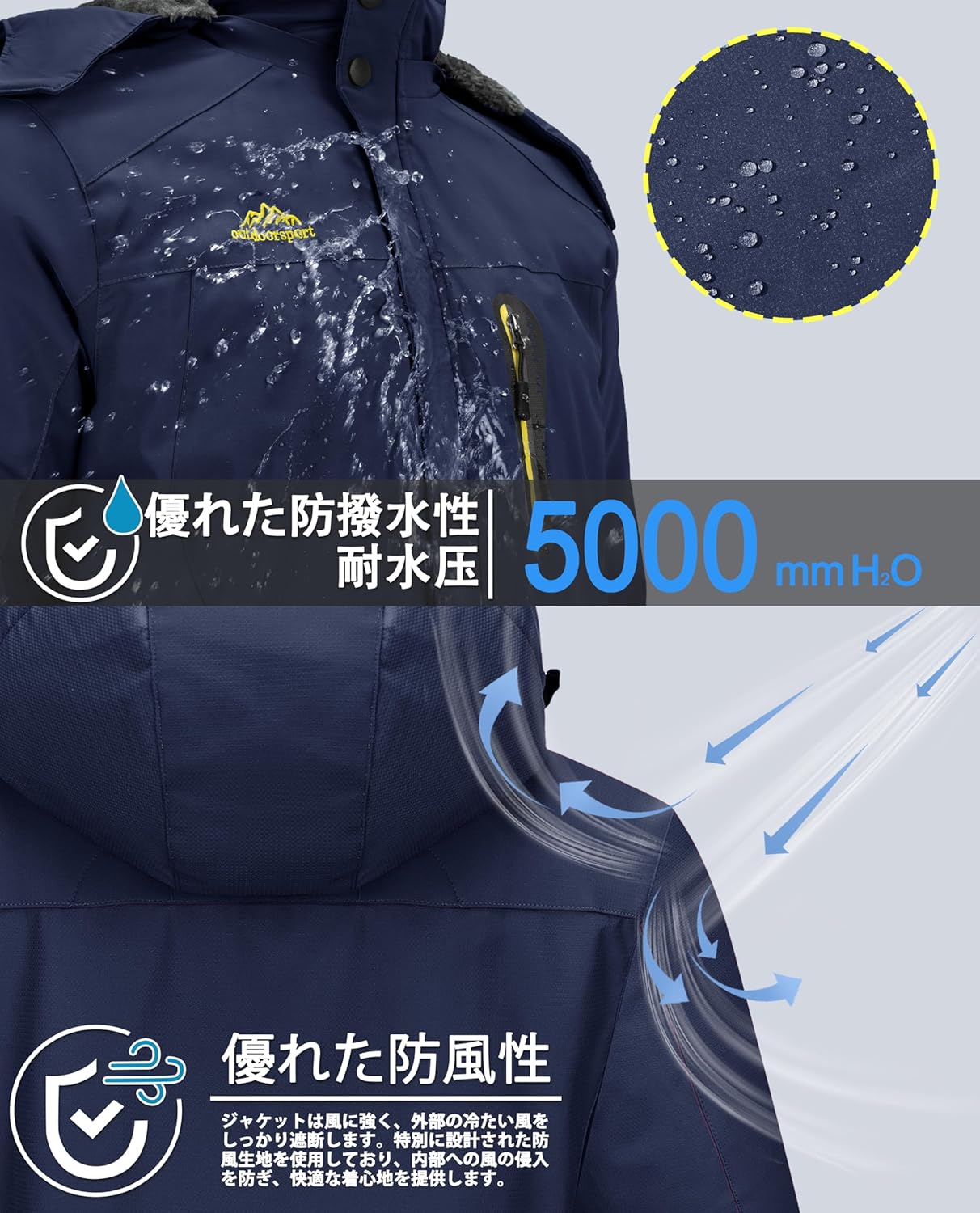 アウトドア メンズ マウンテンパーカー 裏ボア フリース 多機能