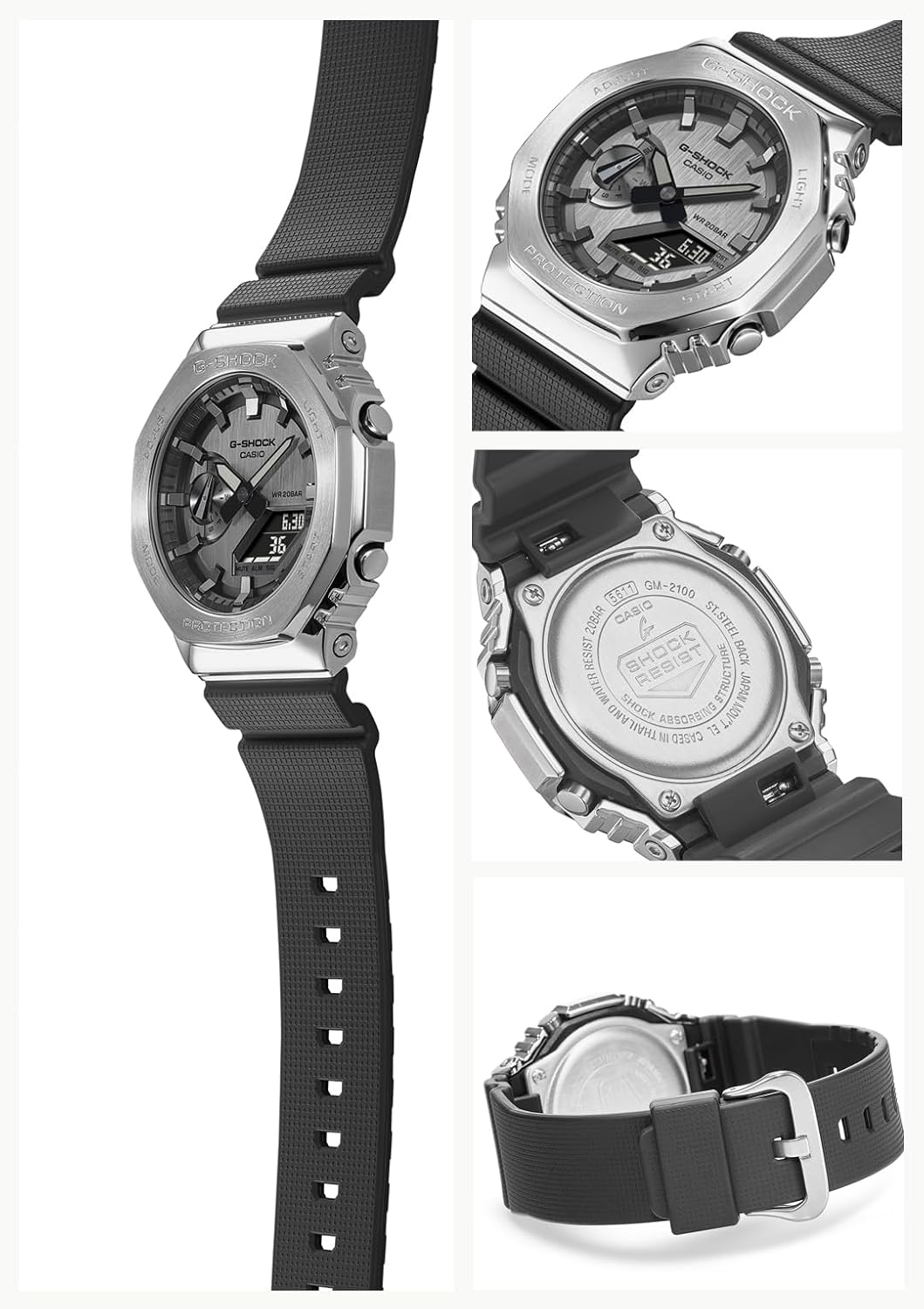 メンズ用カシオG-SHOCKメタルカバード腕時計 GM-2100-1AJF ブラック