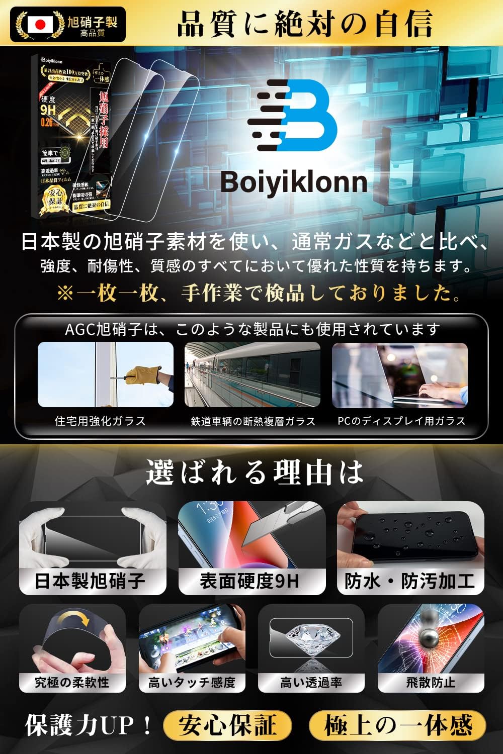 iPhone14 ガラスフィルム＆カメラフィルムセット（旭硝子製/硬度9H/高透過率）