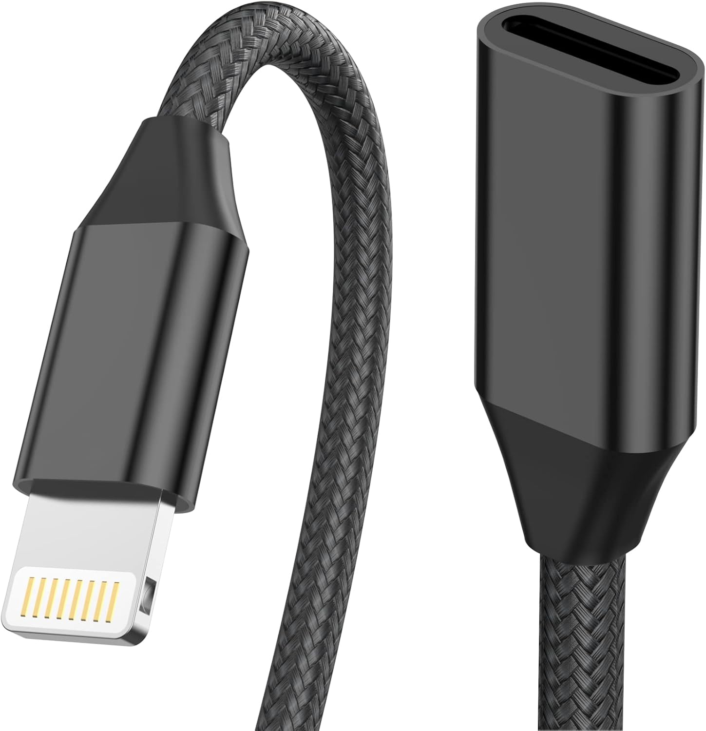 iPhone用 MFi認証充電延長コード 3.3フィート ナイロン編組オス-メスアダプター