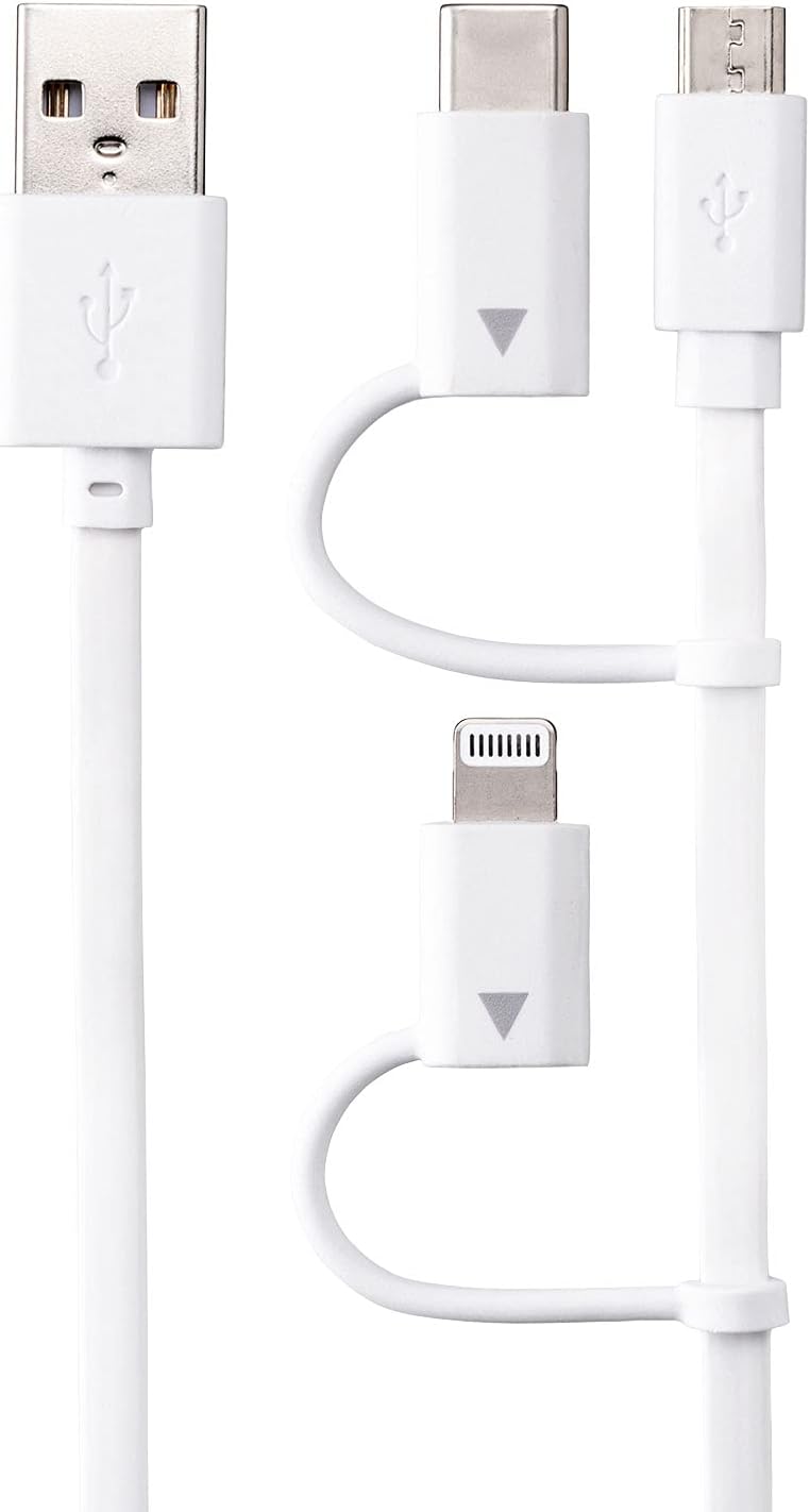 サンワサプライ 3in1 巻取りUSBケーブル 0.8m (ライトニング/Type-C/microB)