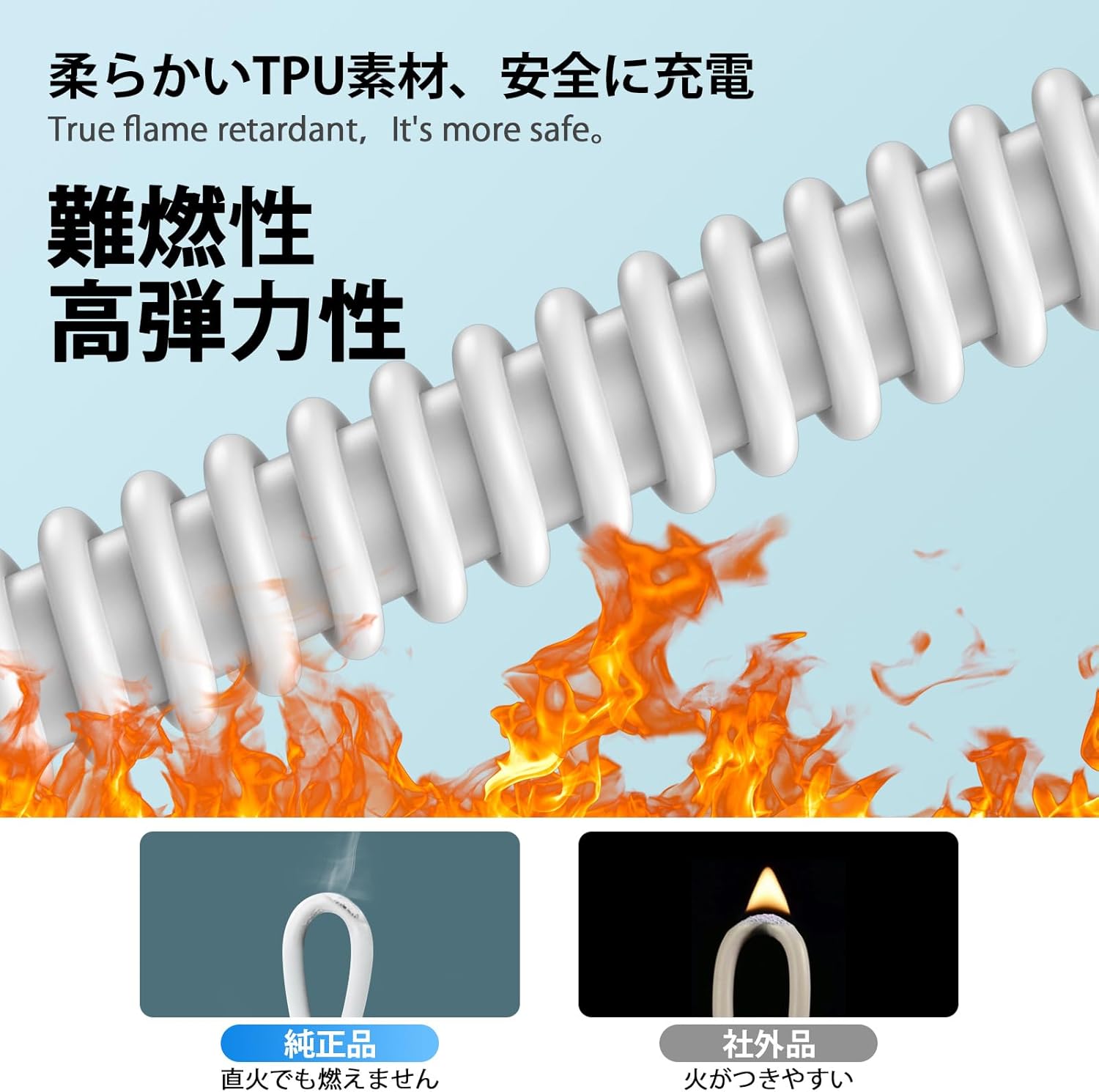 MFi認証ライトニングケーブル 0.4m～1.5m伸縮コイル 車載・スマホ充電用 2.4A急速充電対応