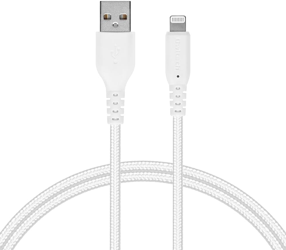 MFi認証 急速充電対応 オウルテック タフ ライトニングケーブル 1m ブラック/ホワイト