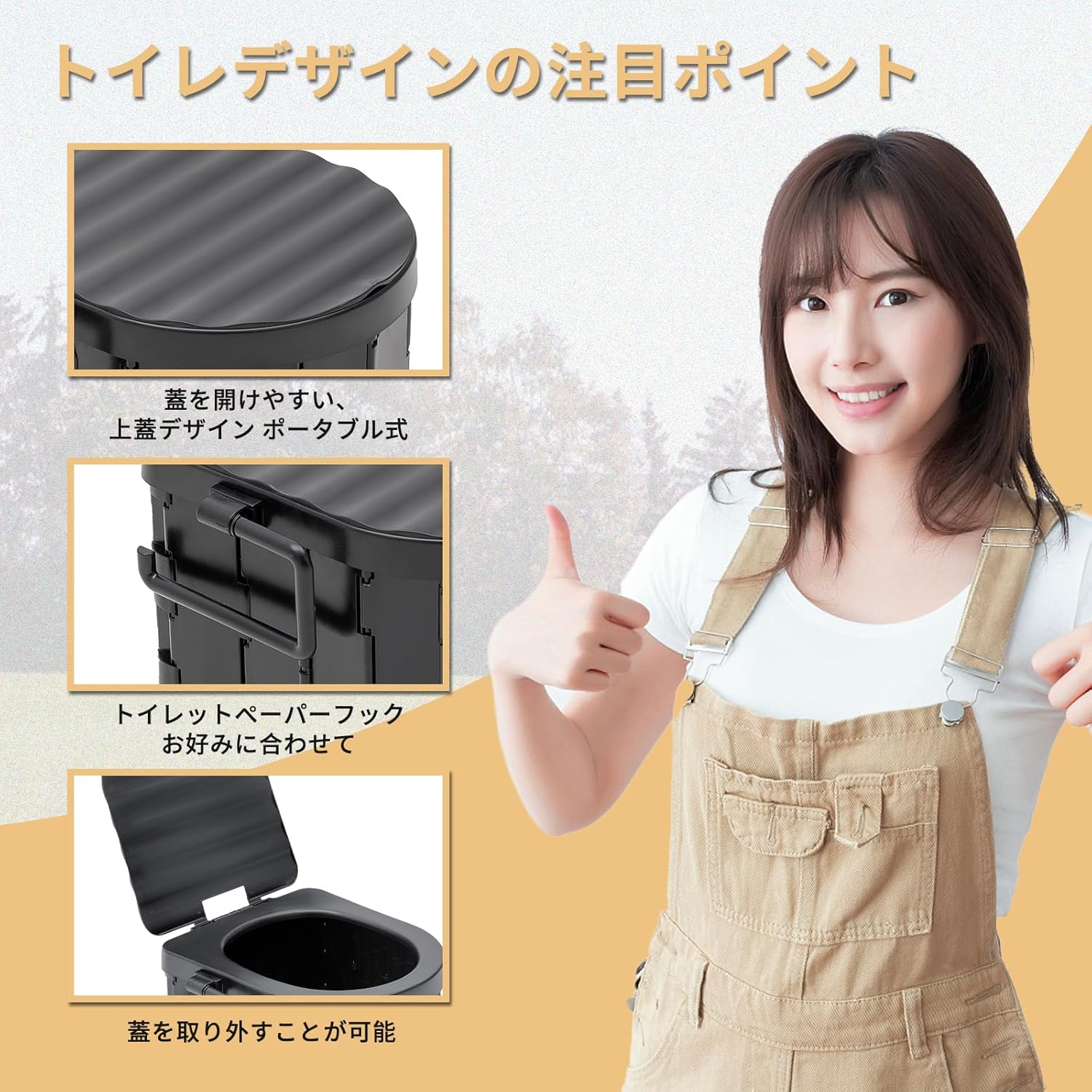 防災用 折りたたみ式携帯トイレ 耐荷重150kg 水洗い可能 旅行・アウトドア最適