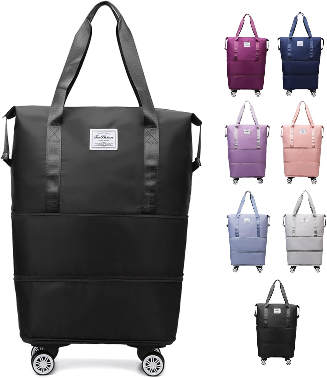 撥水キャスター付きキャリーバッグ 40L～80L調整可能 (ブラック)