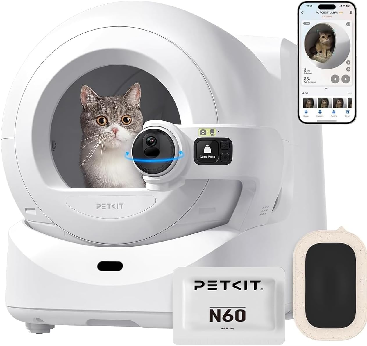 自動猫トイレ【PETKIT ULTRA】AIカメラ・健康管理・アプリ対応