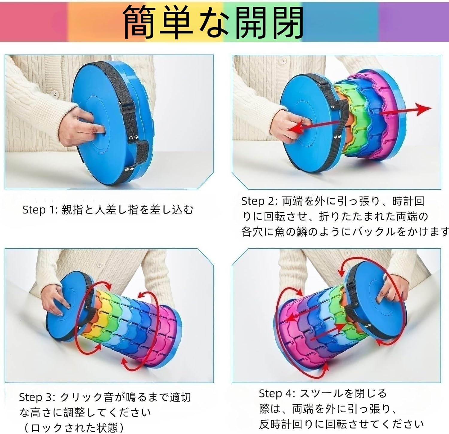 ポータブル折りたたみスツール - 耐荷重200kg、アウトドア・キャンプ・旅行用