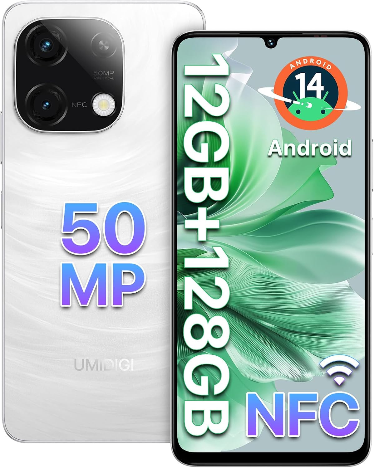 UMIDIGI G9C スマートフォン 12GB RAM・128GB ROM・1TB拡張可能 6.75インチHD+・90Hz・50MPカメラ・MTK Helio G36・5000mAhバッテリー・顔/指紋認証・SIMフリー・日本語ガイド付き・星河ホワイト