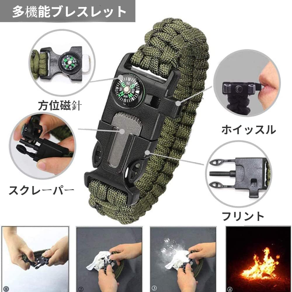 緊急用 EDC サバイバルツールセット - 防水ボックス付き多機能キャンプ応急処置キット