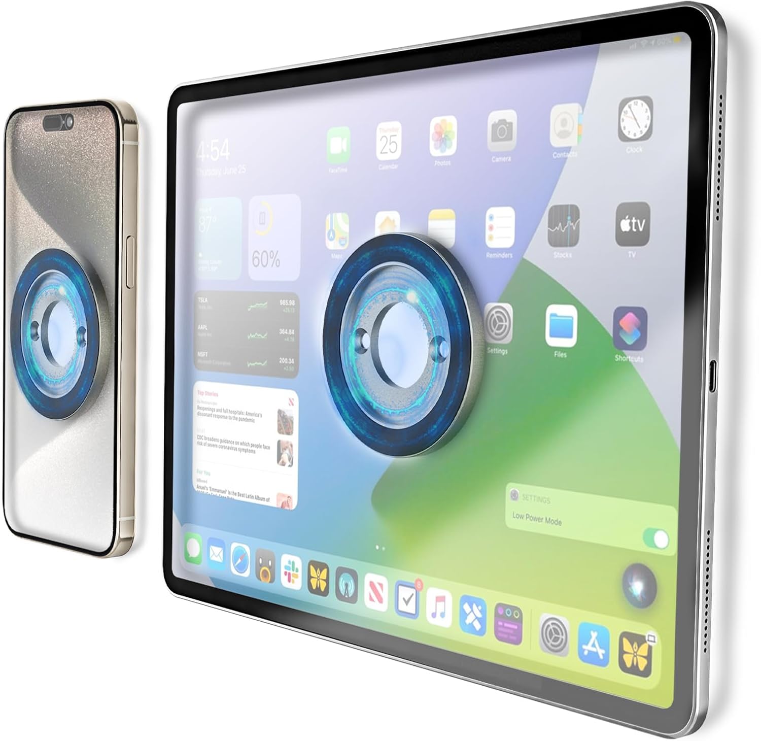 マグネットタブレットスタンド 【2個パック】 360度回転 強化金属製 iPad・スマートフォン対応
