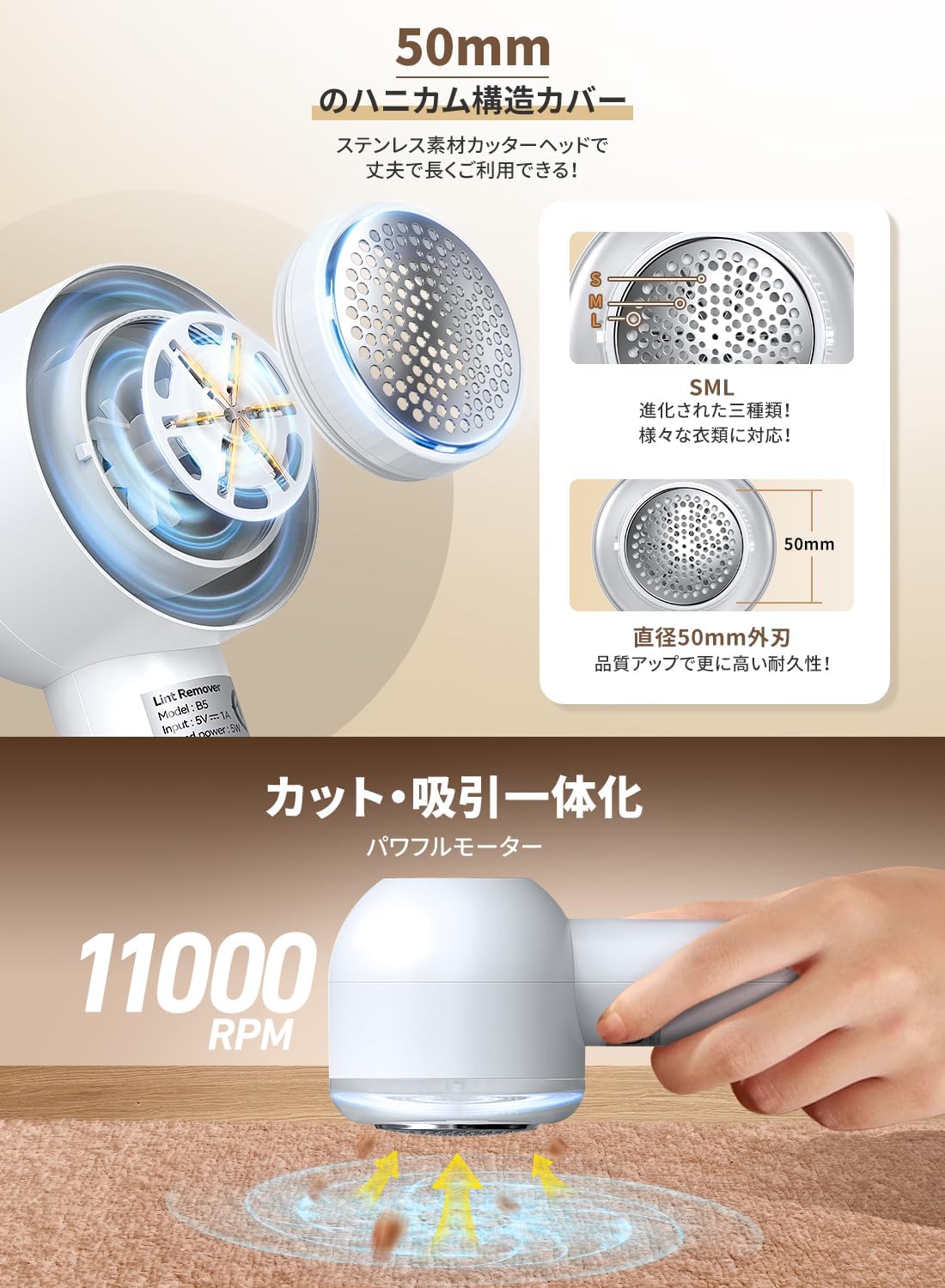 毛玉取り器 LEDディスプレイ付き 2025年版 USB充電 コードレス 高速回転6枚刃 省エネ 軽量 コンパクト 家庭用