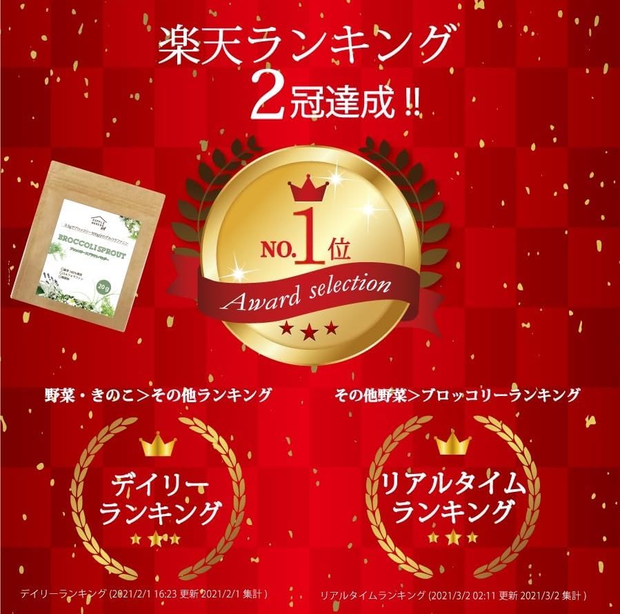 ブロッコリースプラウトパウダー 20g - スルフォラファン サプリメント (150日分) で美容と健康をサポート