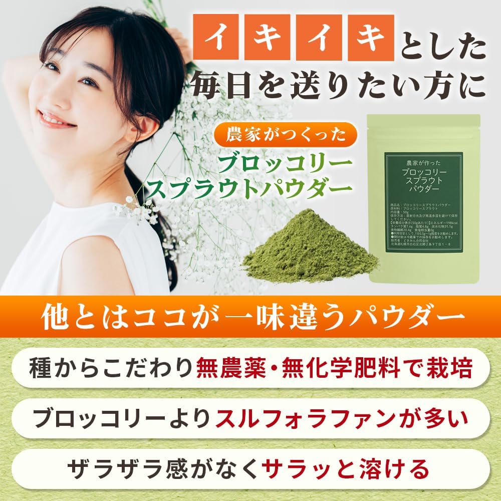 ブロッコリースプラウトパウダー 50g フリーズドライ製法 スルフォラファン2500mg配合