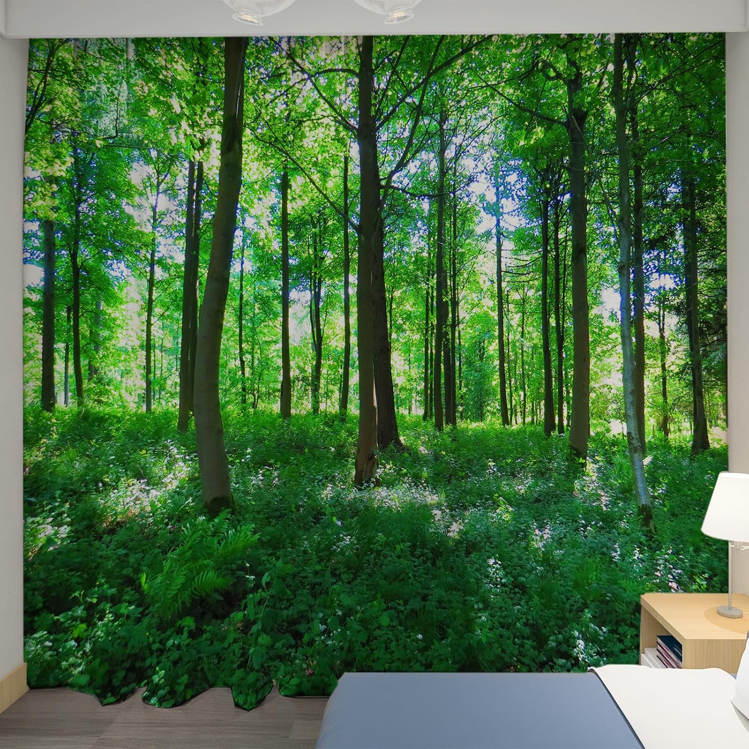 風景デザインの遮光カーテン（片開き、幅200 x 丈170cm）