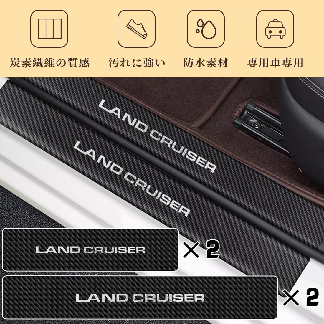 ランドクルーザー250 2024年モデル対応 サイドステップガード 銀色 4件セット 金箔・金メッキ技術使用 粘着力強い 水・汚れ・傷防止