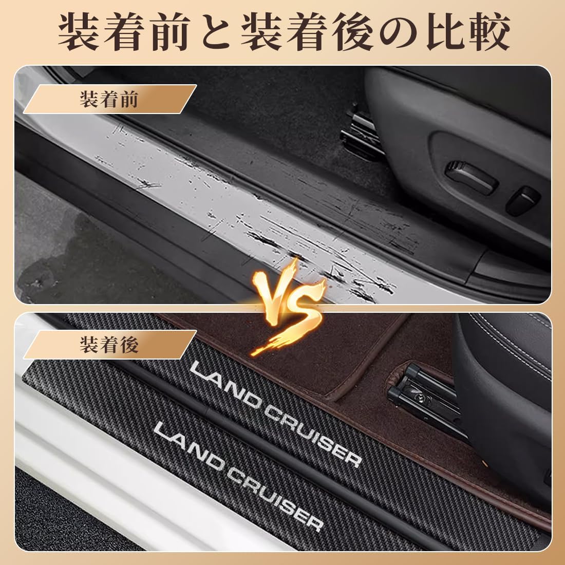 ランドクルーザー250 2024年モデル対応 サイドステップガード 銀色 4件セット 金箔・金メッキ技術使用 粘着力強い 水・汚れ・傷防止