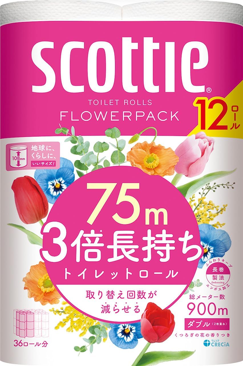 スコッティ フラワーパック トイレットペーパー 75mダブル 12ロール