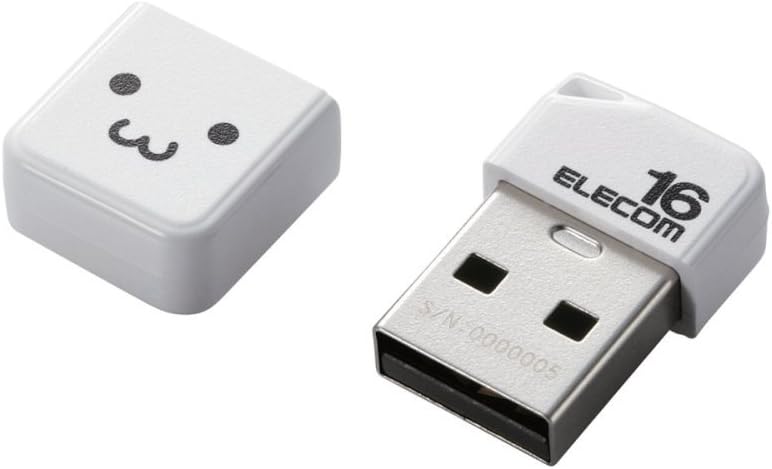 USBメモリ 16GB ホワイト 小型 携帯ストラップ付き USB2.0