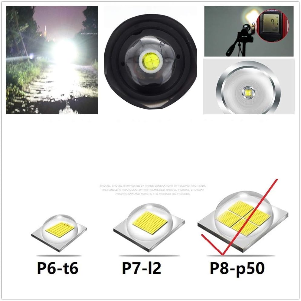 最強90000ルーメン LED 懐中電灯 防水・点滅機能付き 26650/18650対応 ハンティングトーチ ブラック