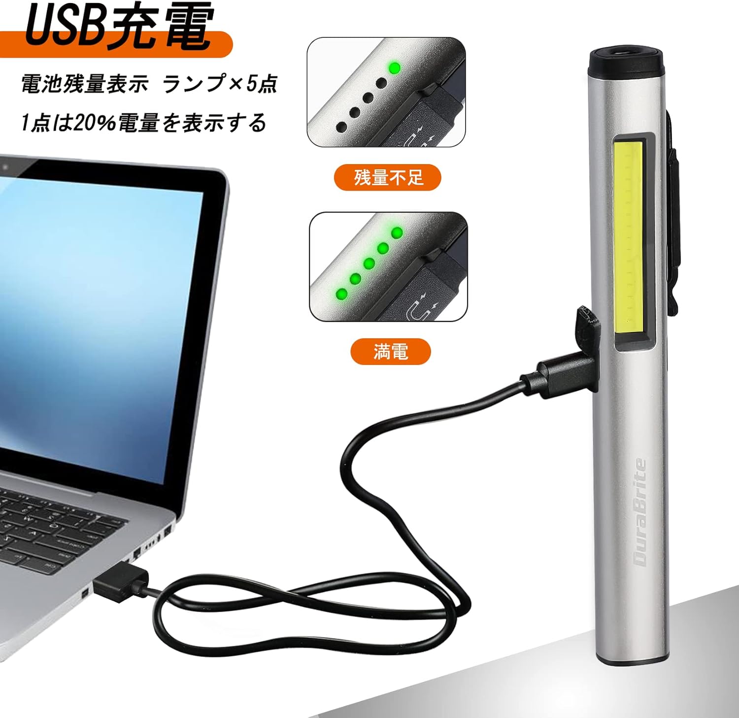 USB充電式 DuraBrite 懐中電灯 小型・軽量 UVライト 365nm