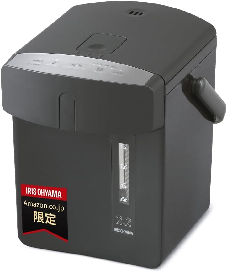 節電対策【アイリスオーヤマ】マイコン式電気ポット 2.2L ブラック