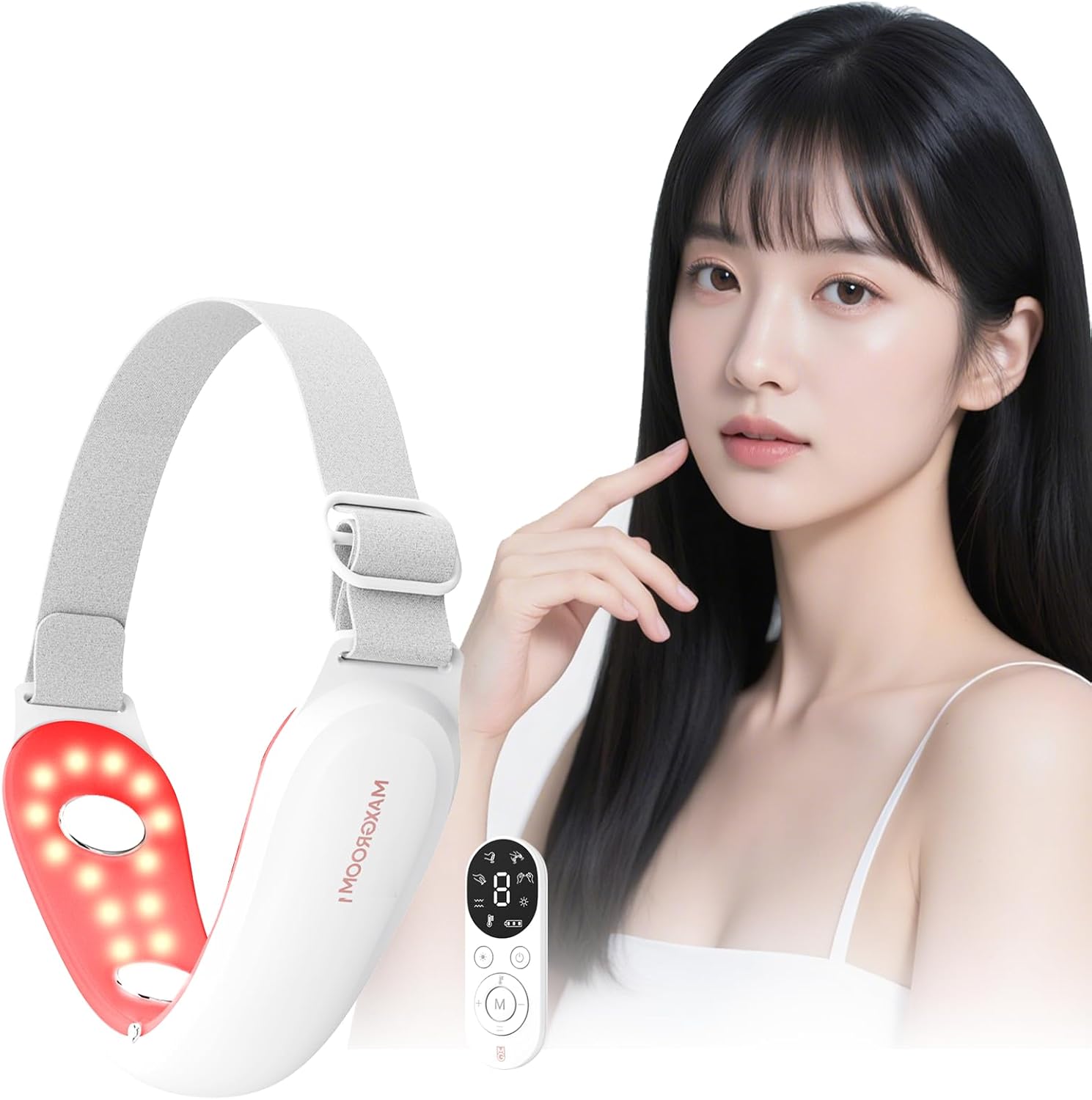 EMSリフトケア 美顔器 小顔ベルト リモコン付き USB充電式 男女兼用