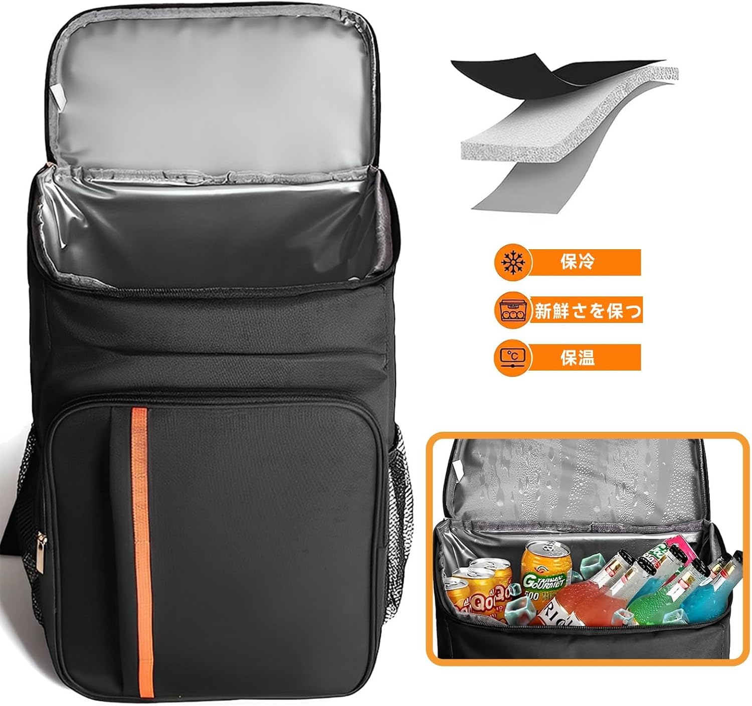 保冷機能付き折り畳みリュック 36L/20L/17L アウトドア用 軽量防水 LCW0328