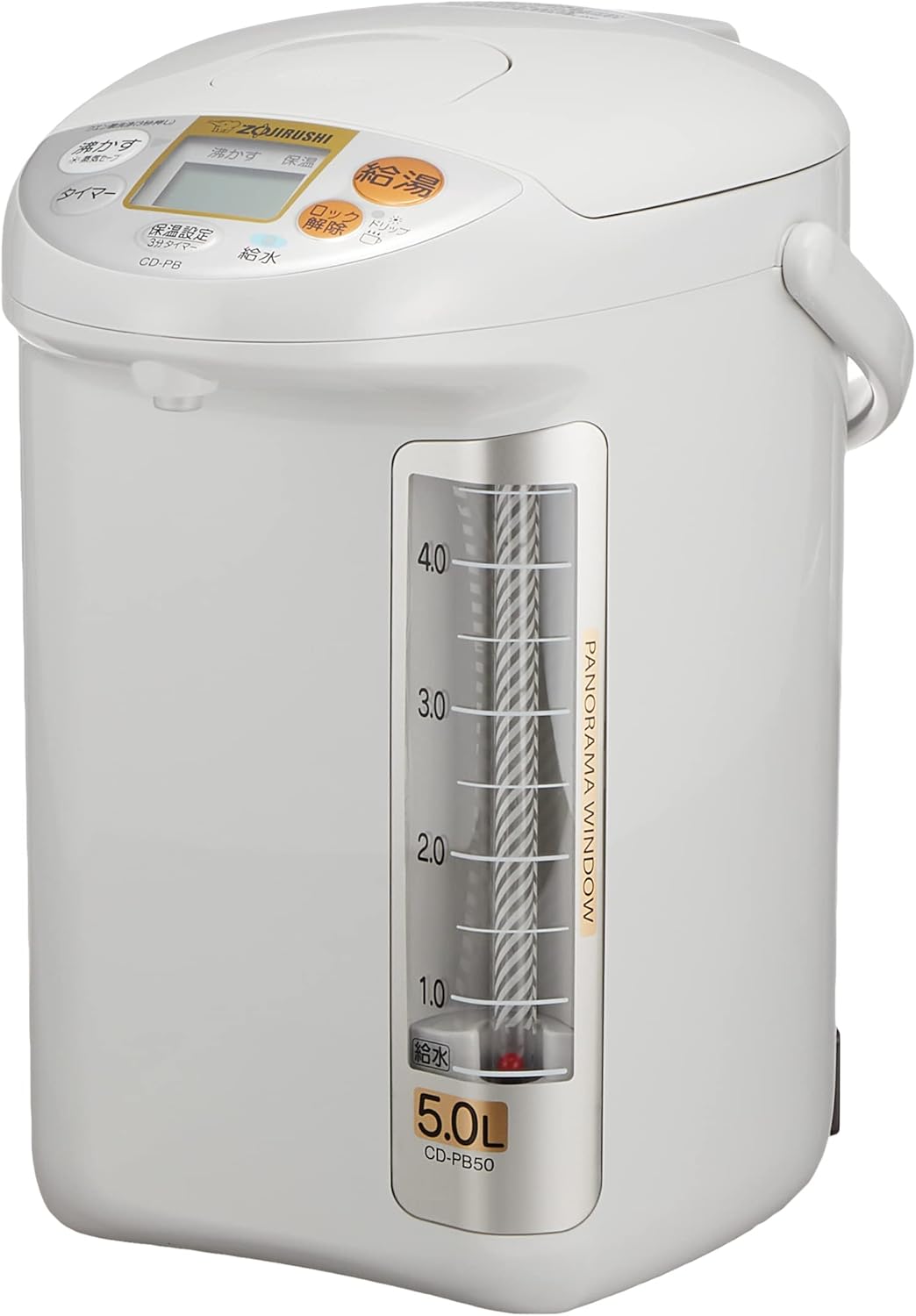大容量5.0L電気ポット（優湯生・タイマー機能・省エネ設計・グレー）