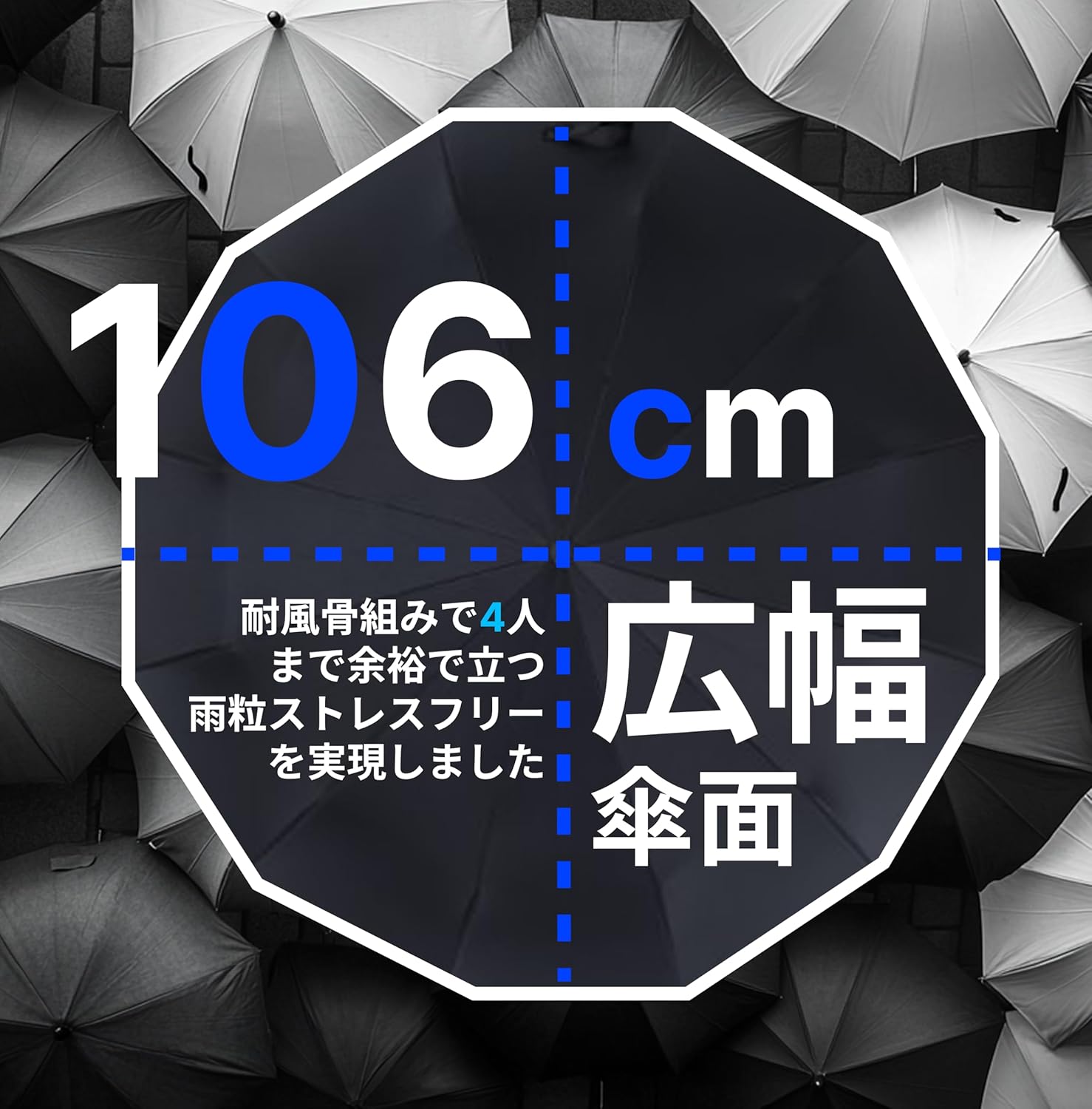 【台風対応】 24骨・超大型 折りたたみ傘 ワンタッチ自動開閉 軽量 メンズ・レディース (ブラック)