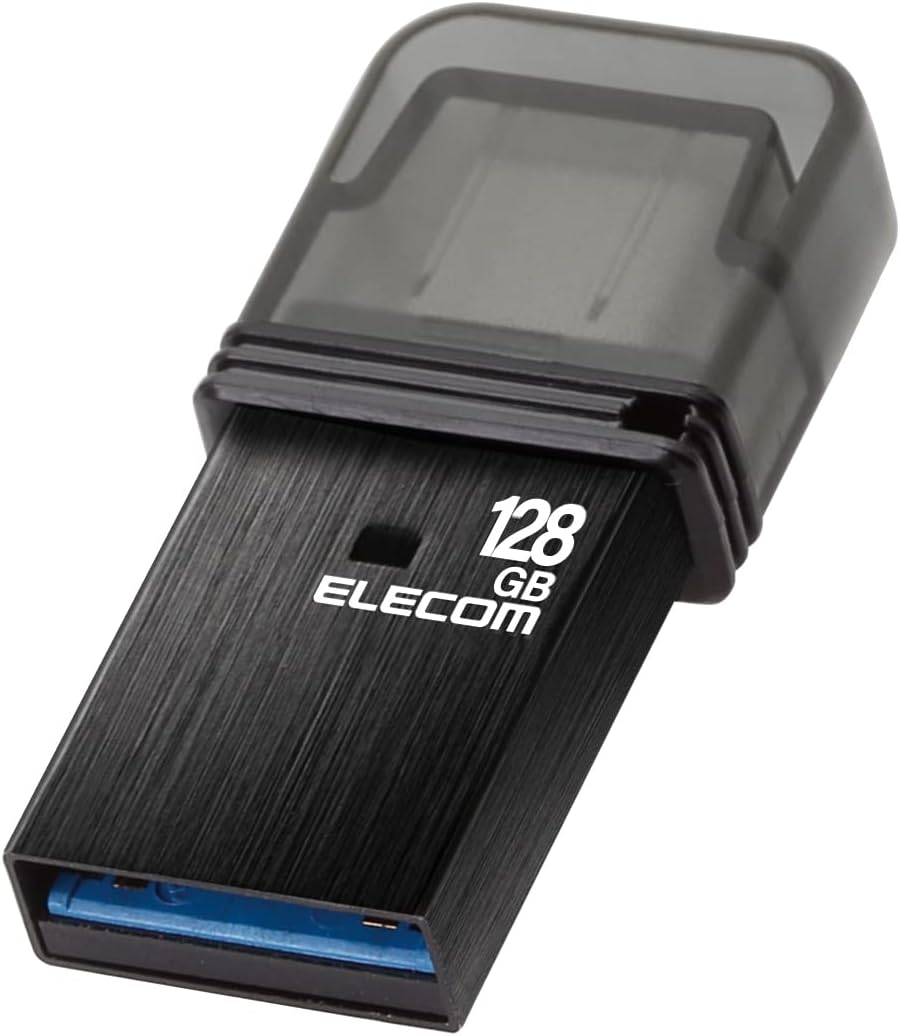 USBメモリ 128GB Type-C キャップ式 ブラック USB3.2（Gen1）