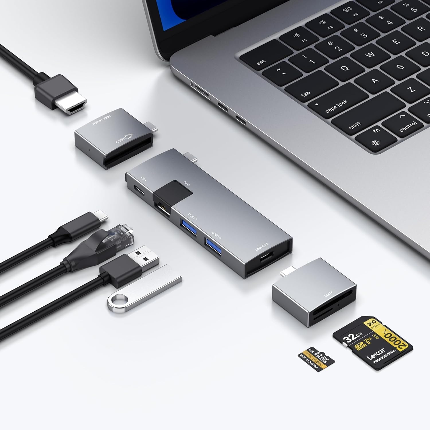 USB-Cハブ 7-in-2 Thunderbolt 4対応 4K 60Hz HDMI イーサネット 各種デバイス対応