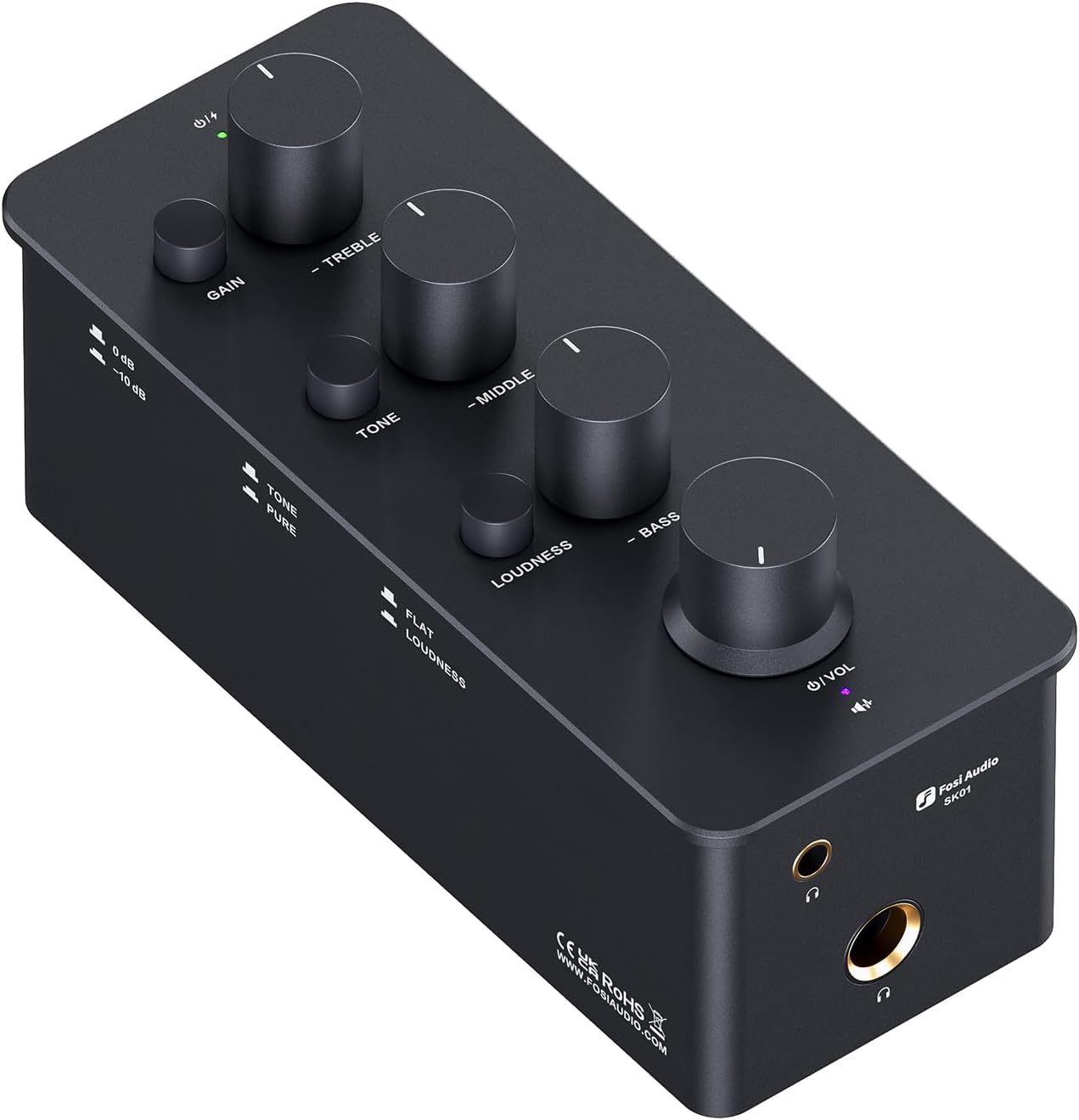ポータブル充電式ヘッドフォンアンプ クラスA アナログ 3.5mm/6.35mm端子 黒