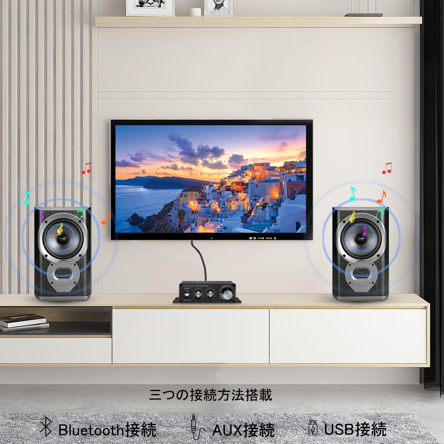 Bluetoothパワーアンプ 大出力100W HI-FI ステレオオーディオ カラオケ/ホームシアター用 12V/3Aアダプター・リモコン付